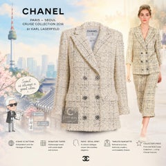 CHANEL Paris / SEOUL Beige Lesage Tweed Jacket 42 FR