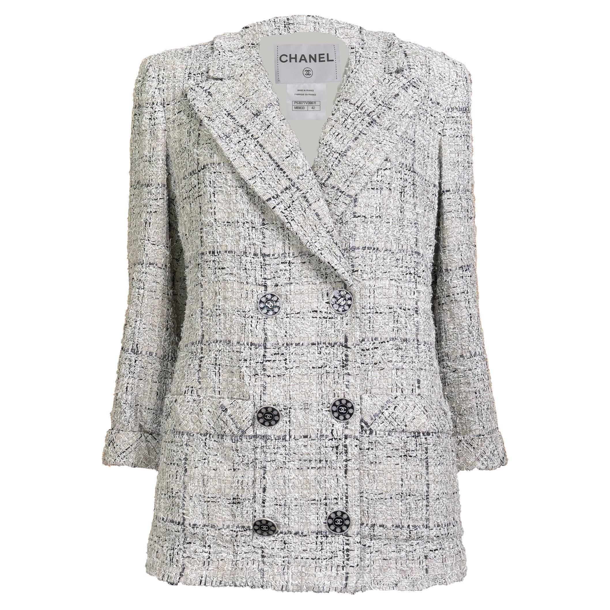 CHANEL París / SEÚL Chaqueta de tweed Lesage beige 42 FR