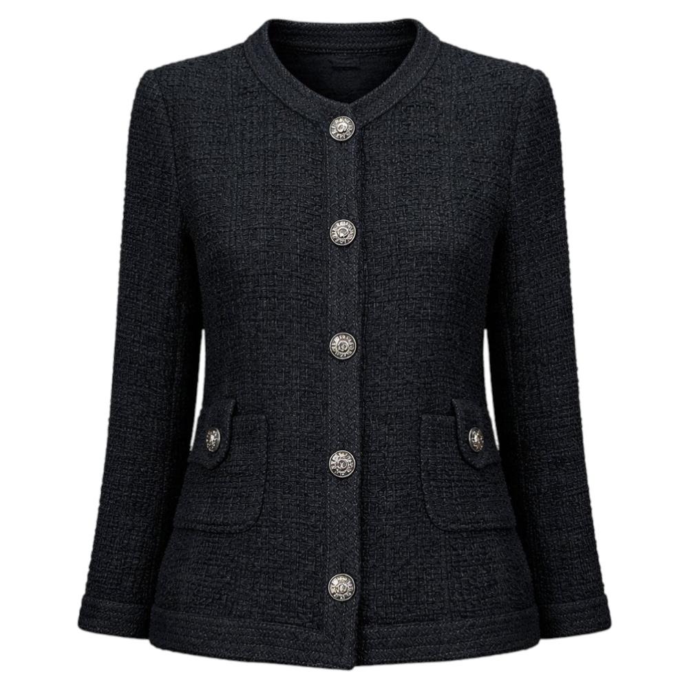 CHANEL Paris / SEOUL Black Tweed Jacket 40 FR