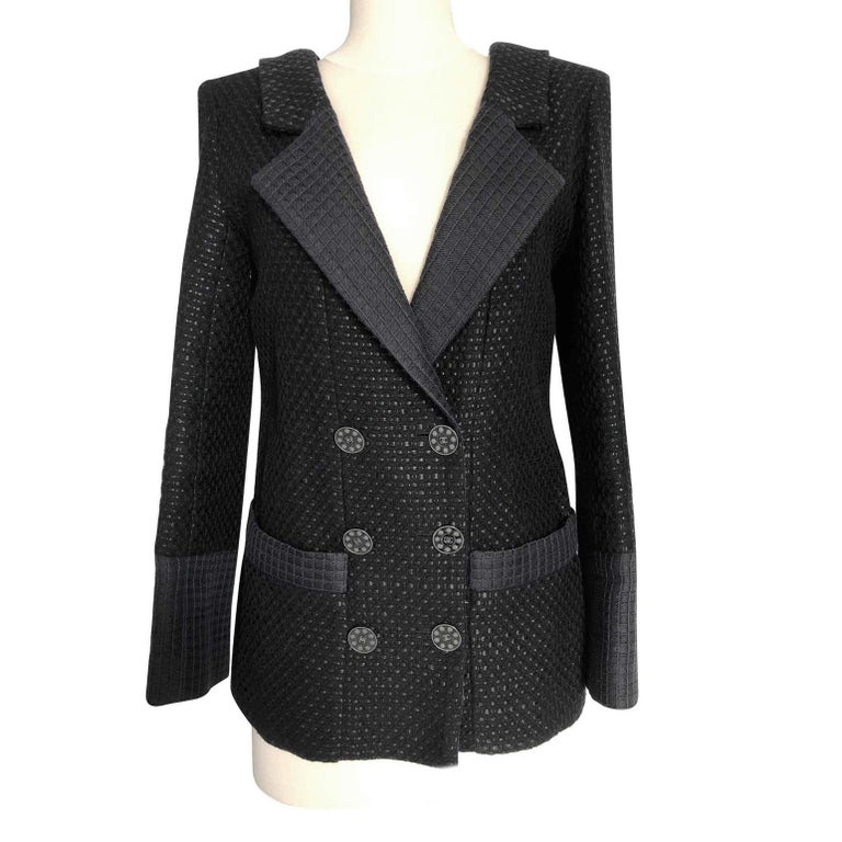 Chanel Paris / Seoul Runway Black Tweed Jacket For Sale at 1stDibs