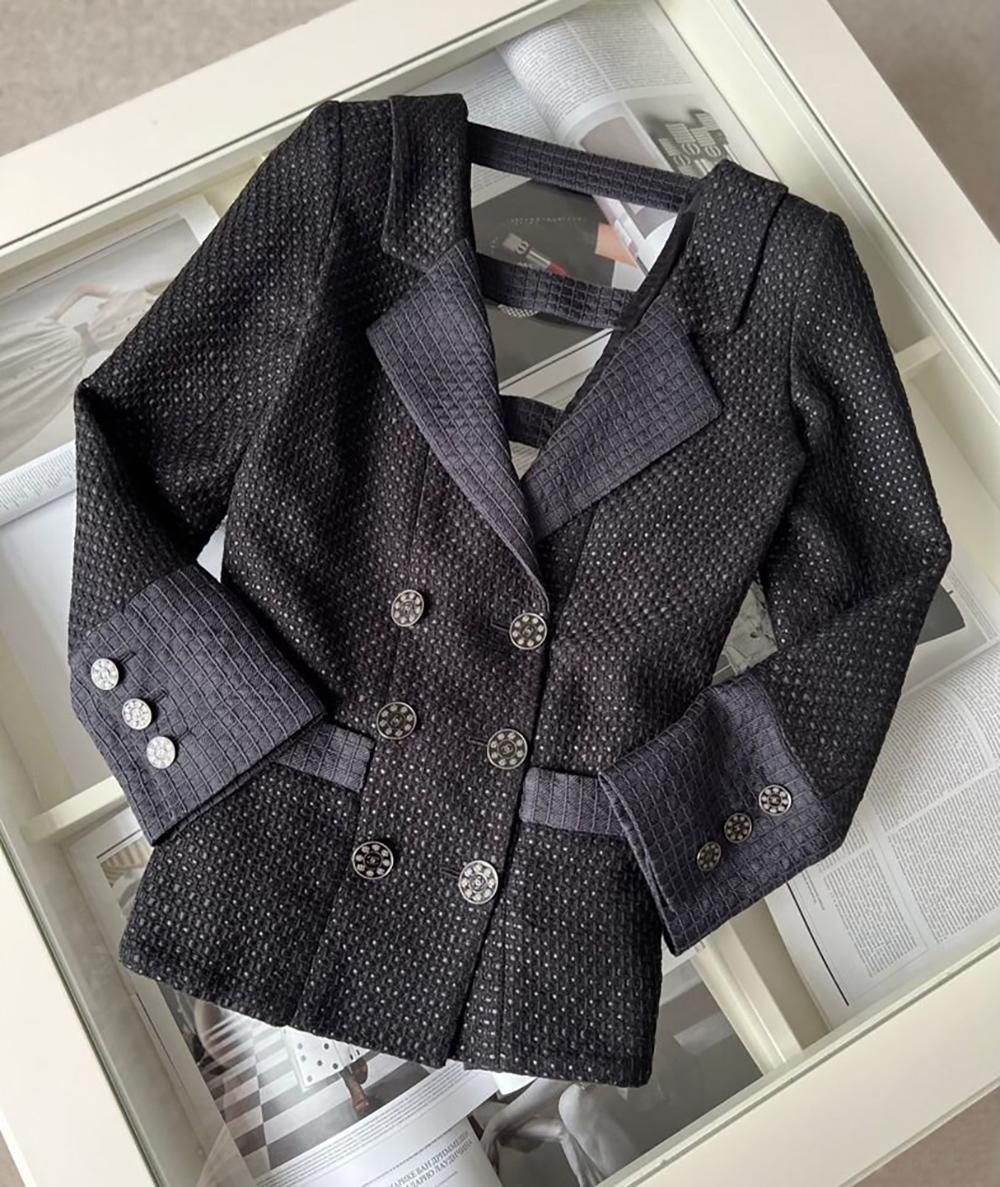 Chanel Paris / Seoul Runway Black Tweed Jacket  1