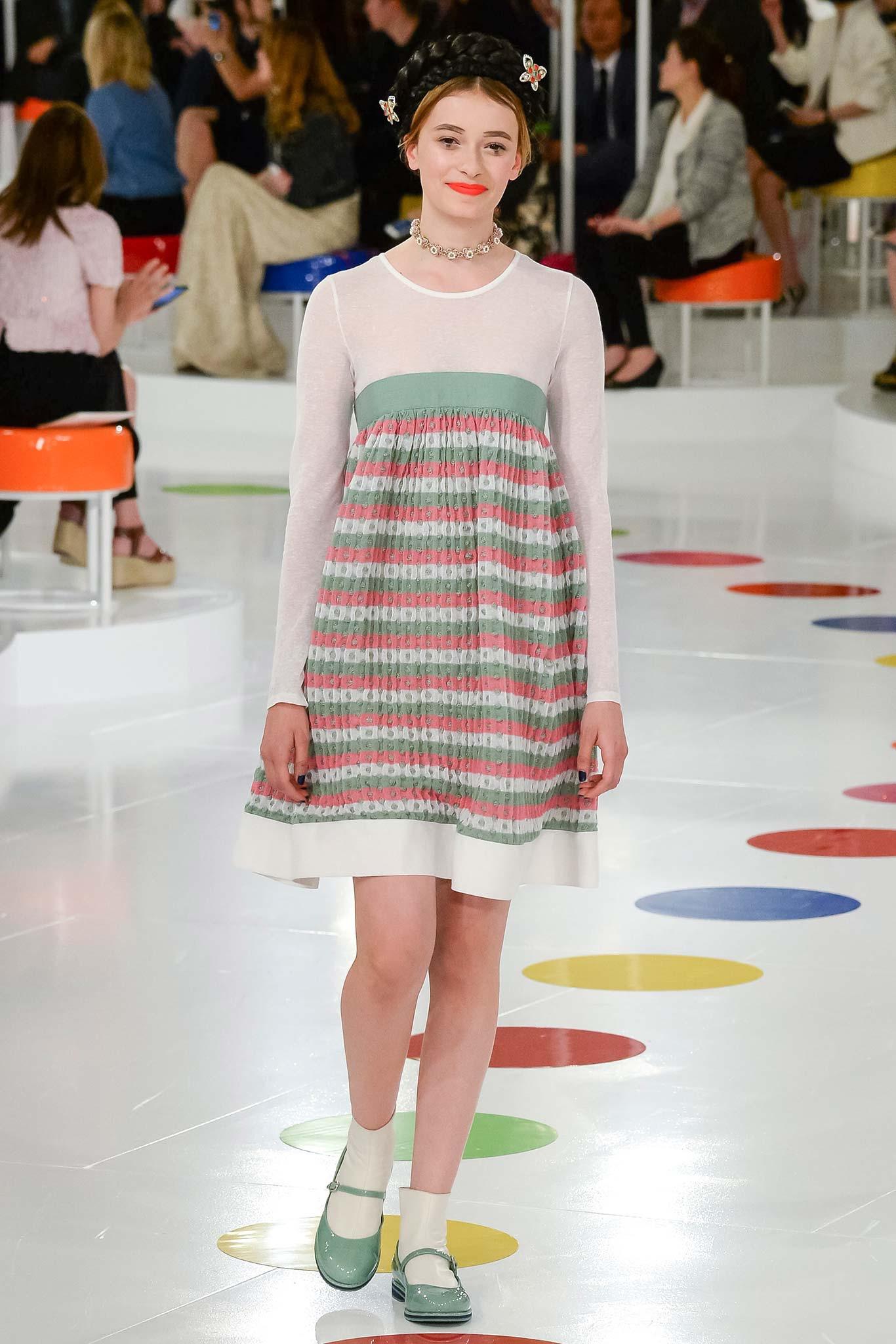 Playful and bright Chanel flare dress from Runway of Paris / SEOUL Collection, 2016 Cruise, 16C
- CC logo buttons at back and cuffs
- fully lined
Size mark 36 fr. Condition is pristine, kept unworn.