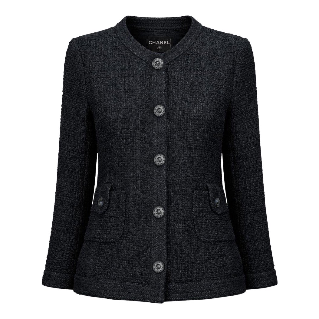 CHANEL Paris / SEOUL Timeless Black Tweed Jacket 40 FR
