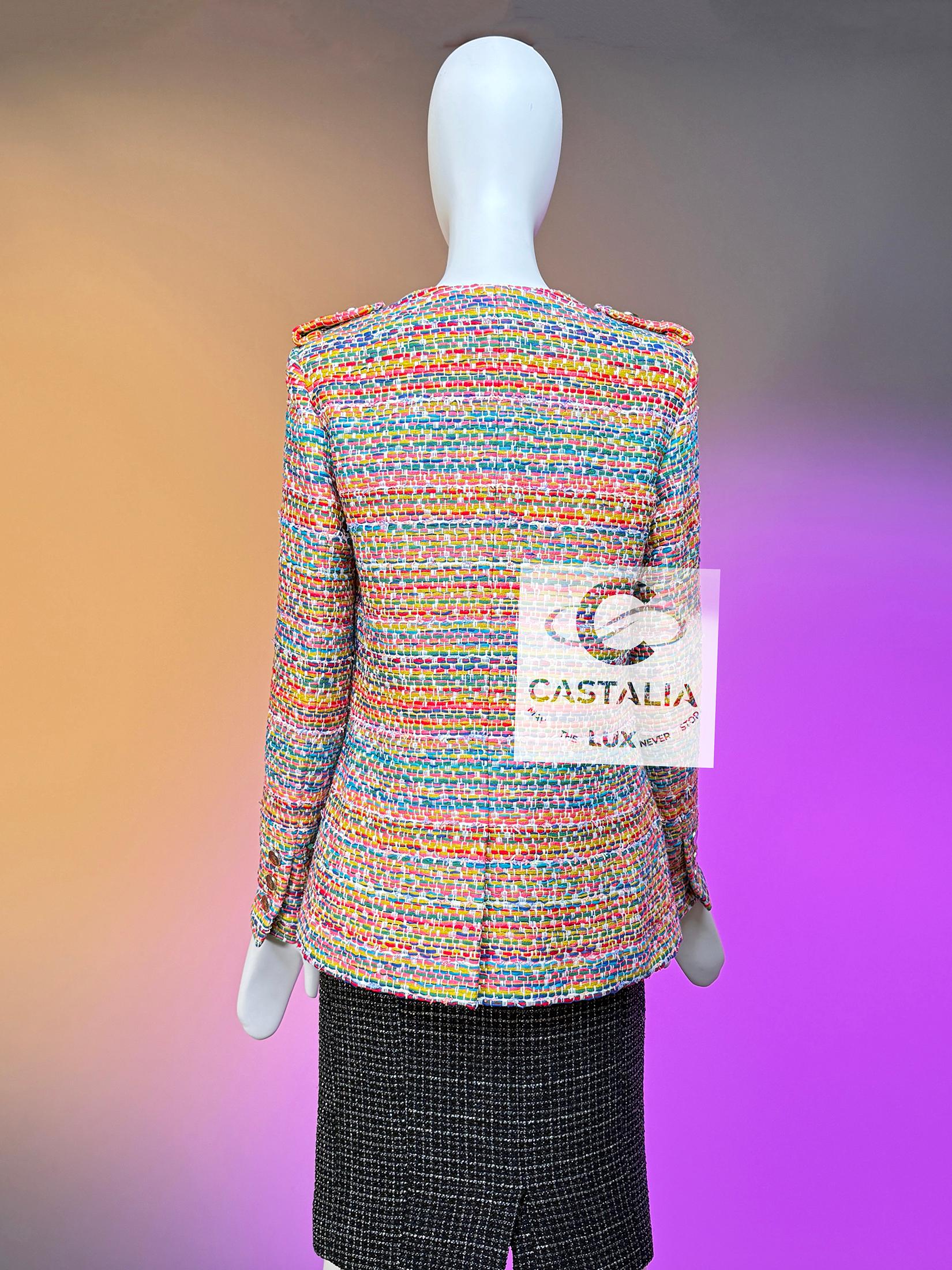 Chanel Paris / Seoul Lebendige Dynamik Tweed Jacke 36 FR im Angebot 7