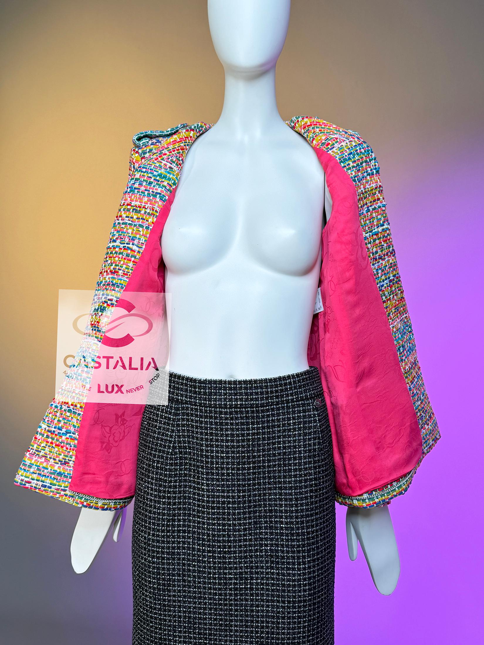 Chanel Paris / Seoul Lebendige Dynamik Tweed Jacke 36 FR im Angebot 8