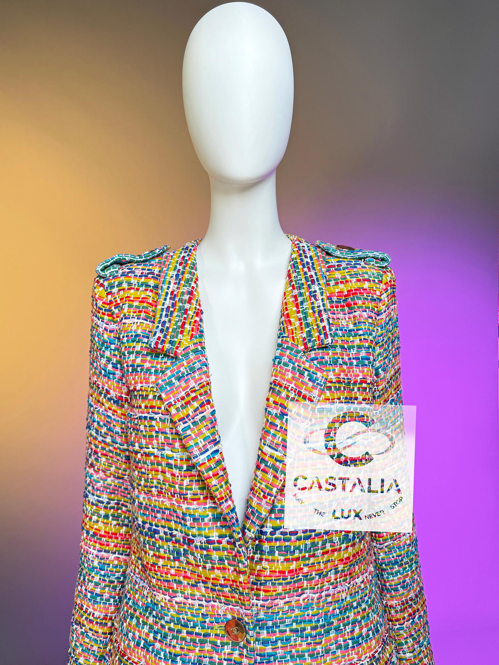 Chanel Paris / Seoul Lebendige Dynamik Tweed Jacke 36 FR im Angebot 1