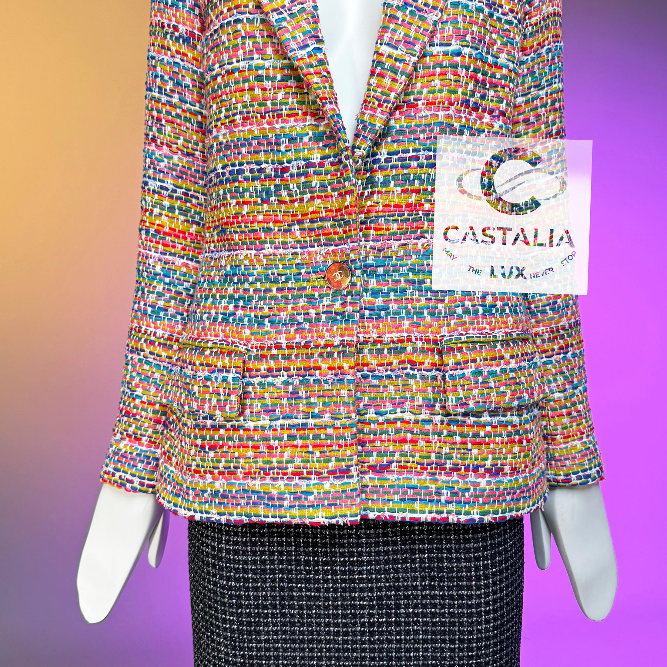 Chanel Paris / Seoul Lebendige Dynamik Tweed Jacke 36 FR im Angebot 2