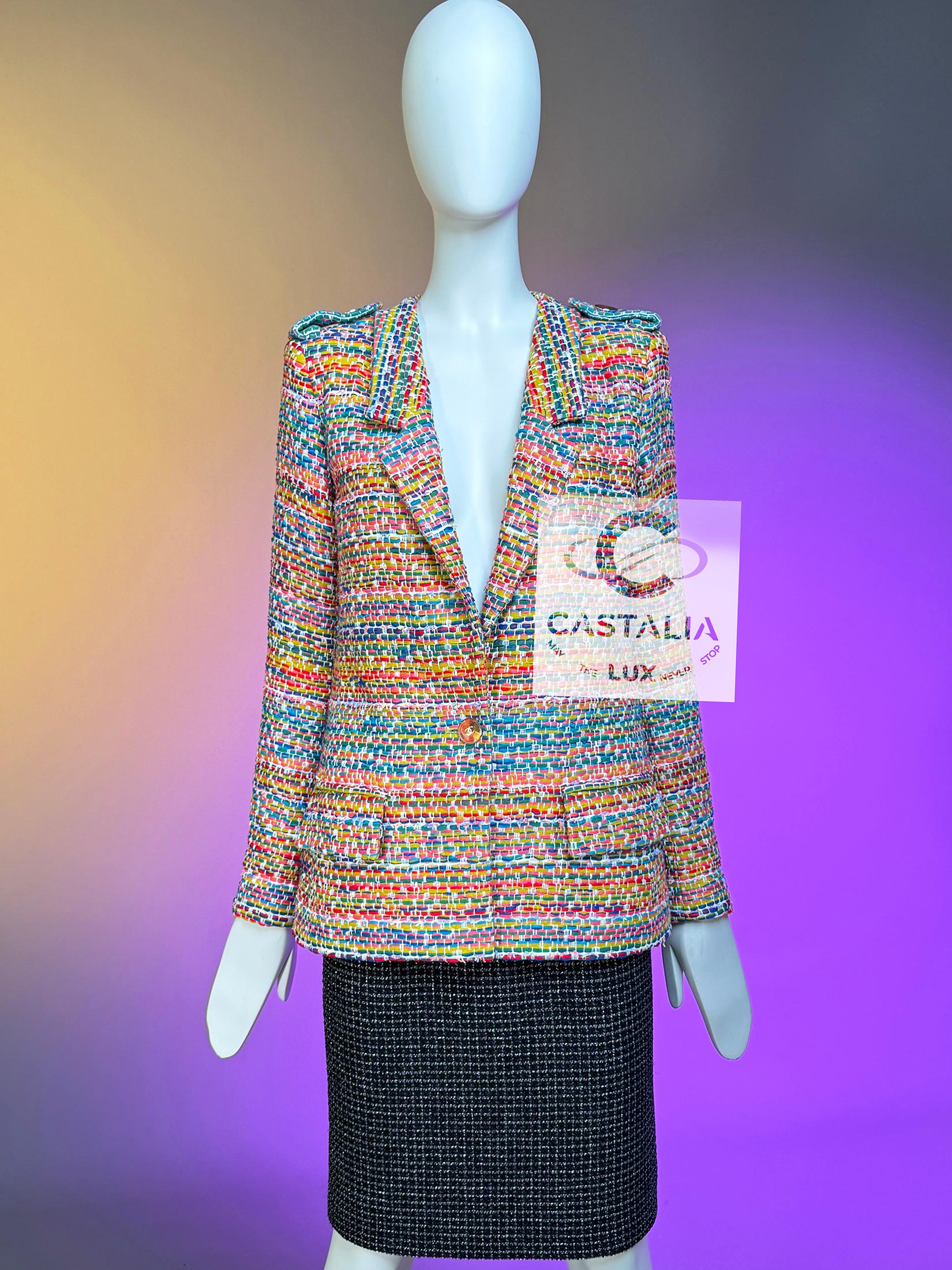 Chanel Paris / Seoul Lebendige Dynamik Tweed Jacke 36 FR im Angebot 4