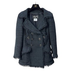 Chanel Paris Seul CC Buttons Timeless Black Tweed Jacket, Size 38