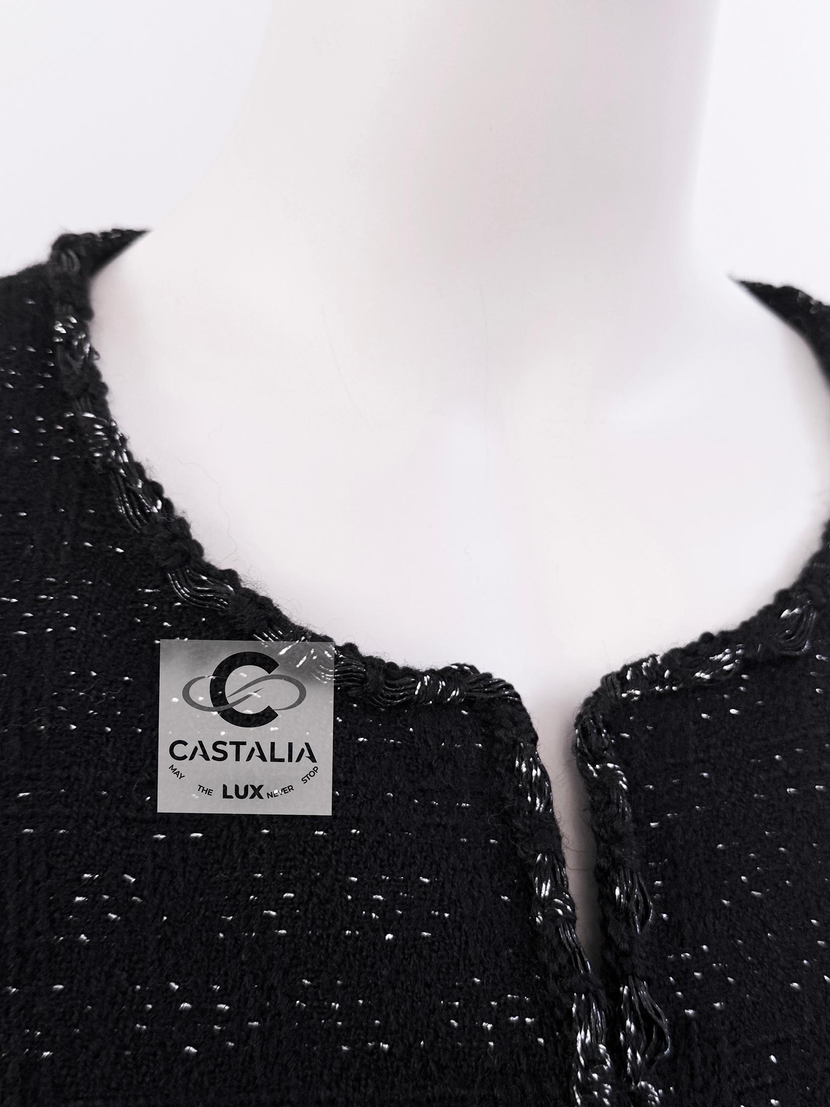 Chanel Paris / Shanghai Black Shimmering Tweed Jacket 38 FR For Sale 7