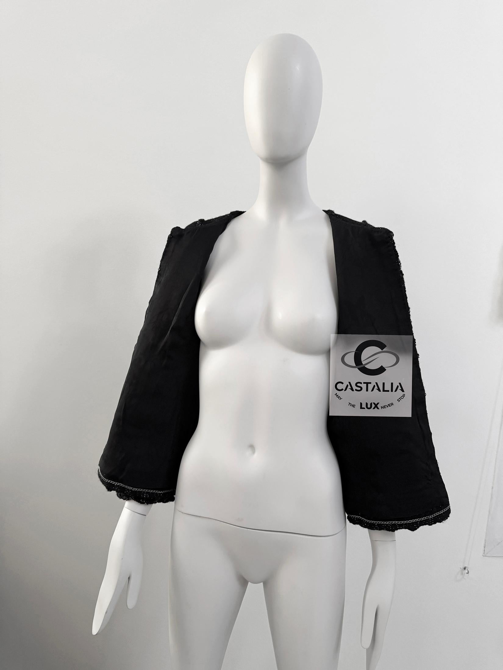 Chanel Paris / Shanghai Black Shimmering Tweed Jacket 38 FR 10