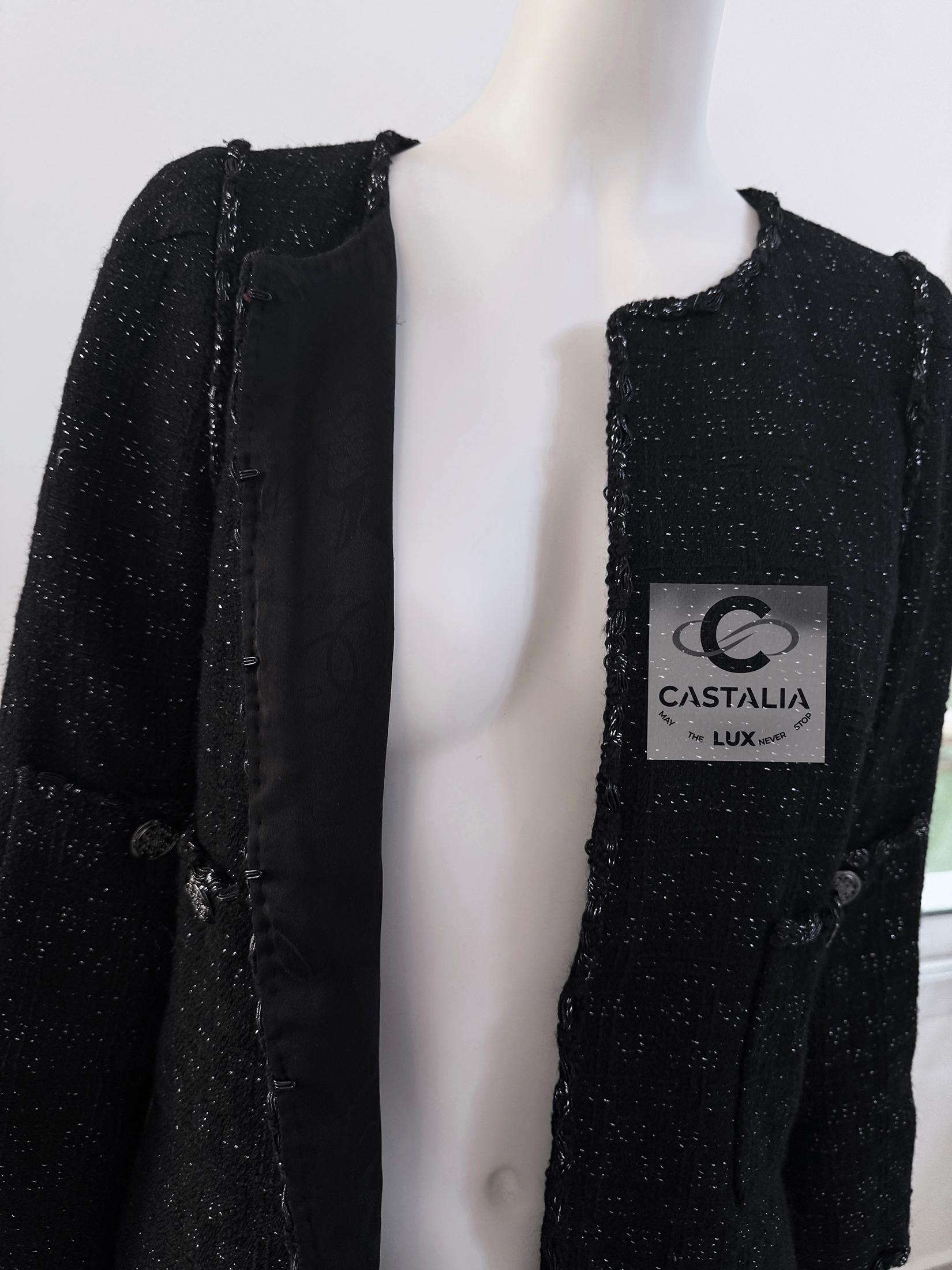 Chanel Paris / Shanghai Black Shimmering Tweed Jacket 38 FR 5