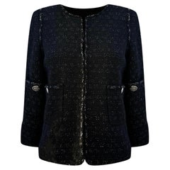 Chanel Paris / Shanghai Black Shimmering Tweed Jacket 38 FR