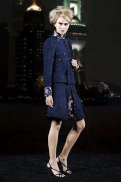 Chanel Paris / Shanghai Black Shimmering Tweed Jacket