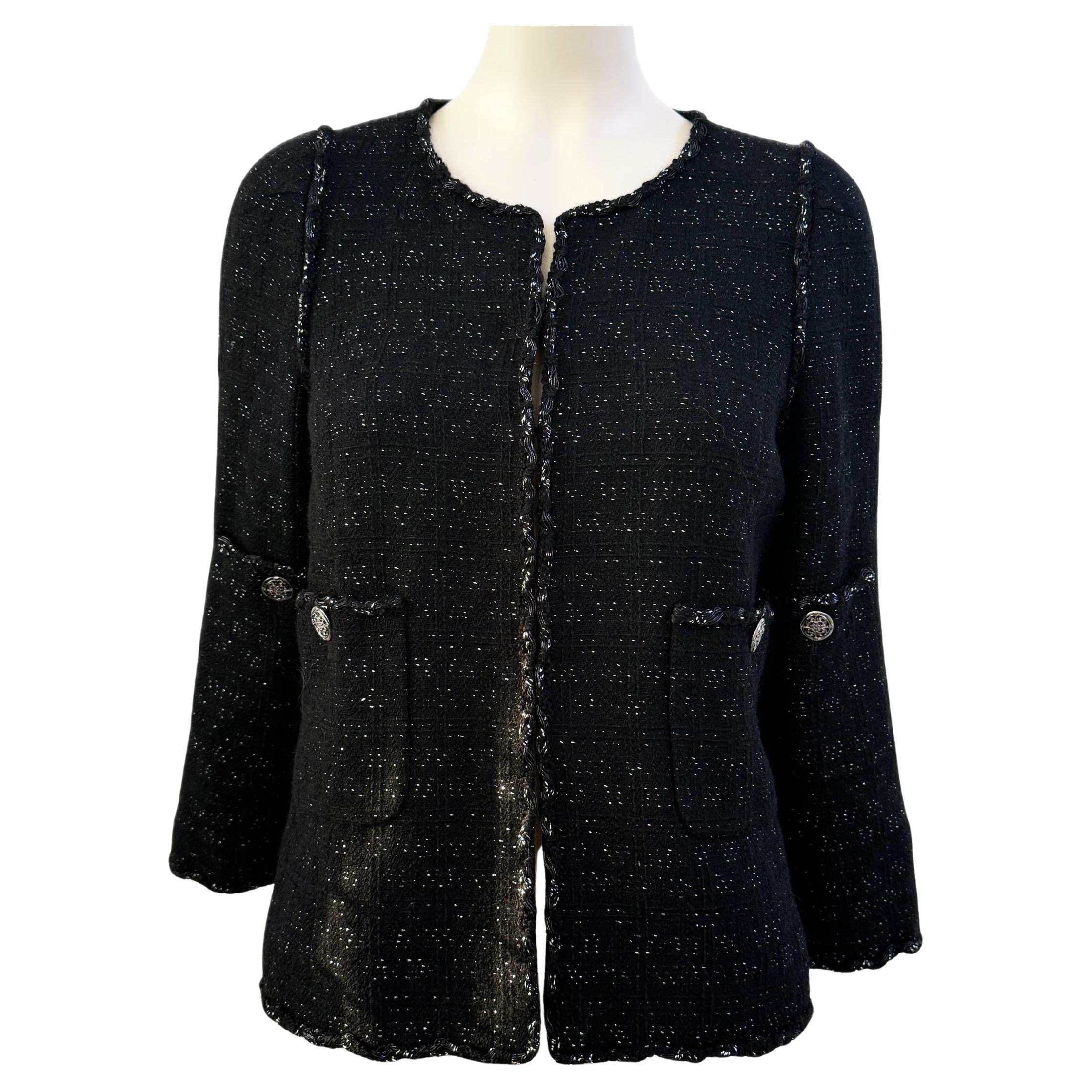 Chanel Paris / Shanghai - Giacca in tweed nera scintillante