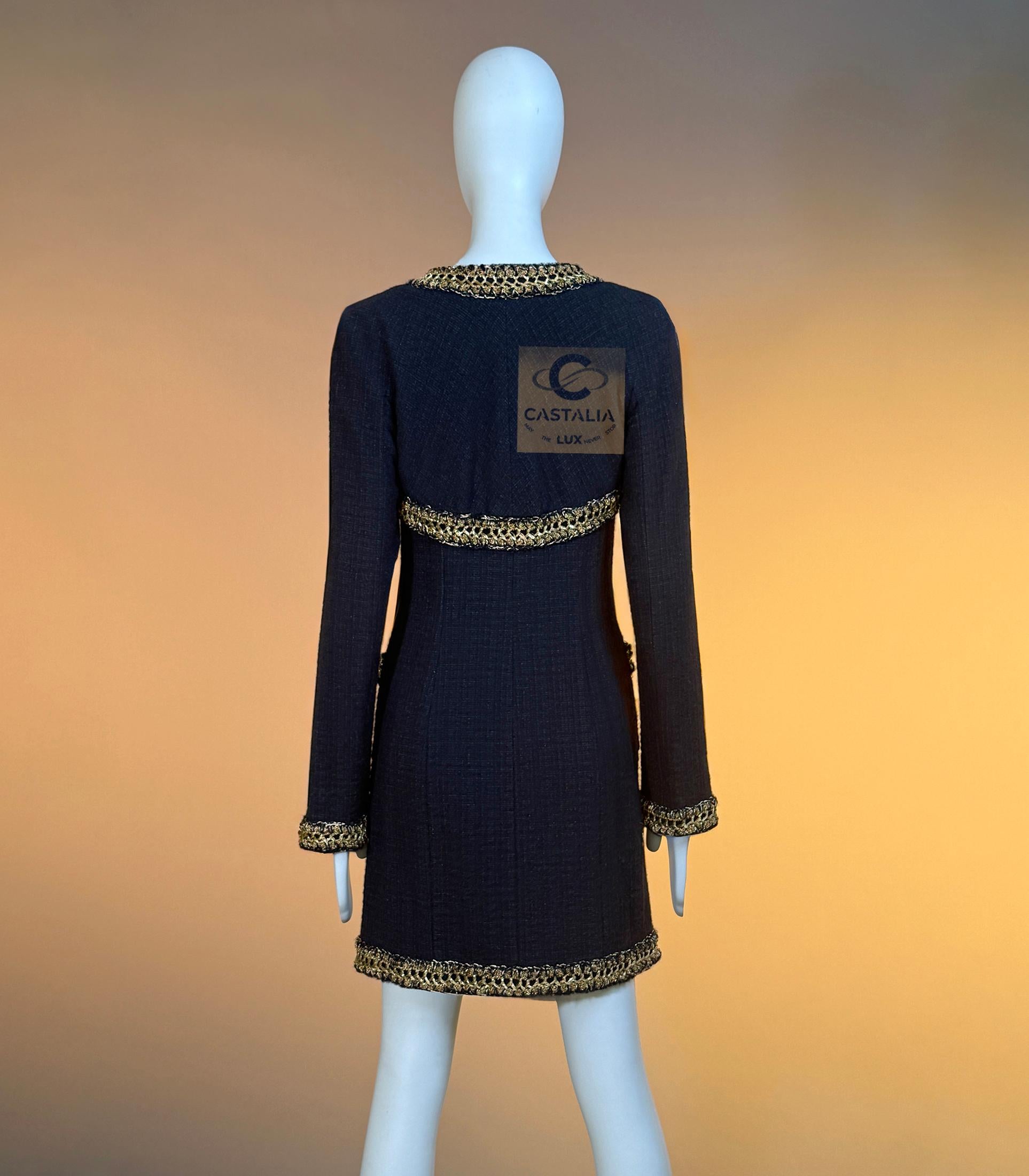 CHANEL Paris / SHANGHAI Black Tweed Jacket with Braided Trim 36 FR For ...