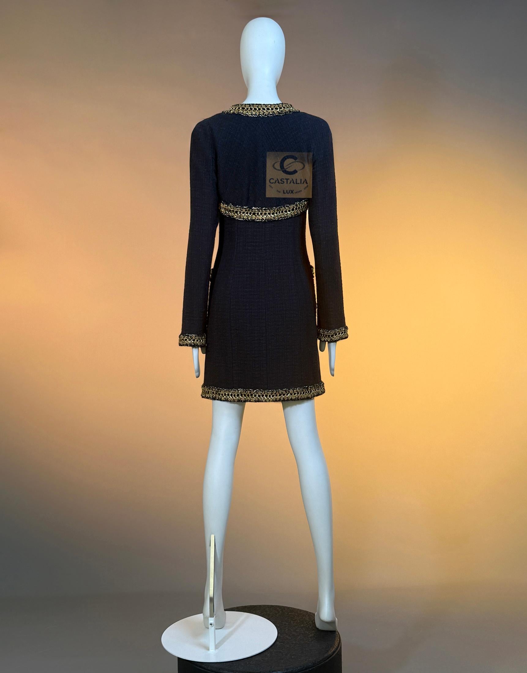 CHANEL Paris / SHANGHAI Black Tweed Jacket with Braided Trim 36 FR For ...