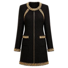 CHANEL Paris / SHANGHAI Black Tweed Jacket with Braided Trim 36 FR