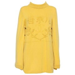 Chanel Paris Shanghai Collection Yellow Cashmere Logo Intarsia Knit Jumper L