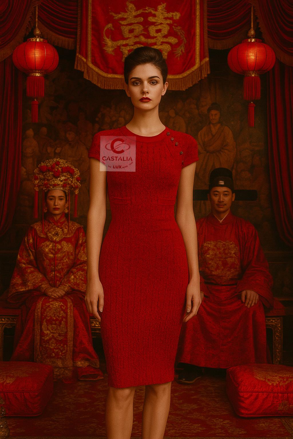 Chanel Paris / Shanghai Eastern Grace Rotes Kleid 36 FR im Angebot 1