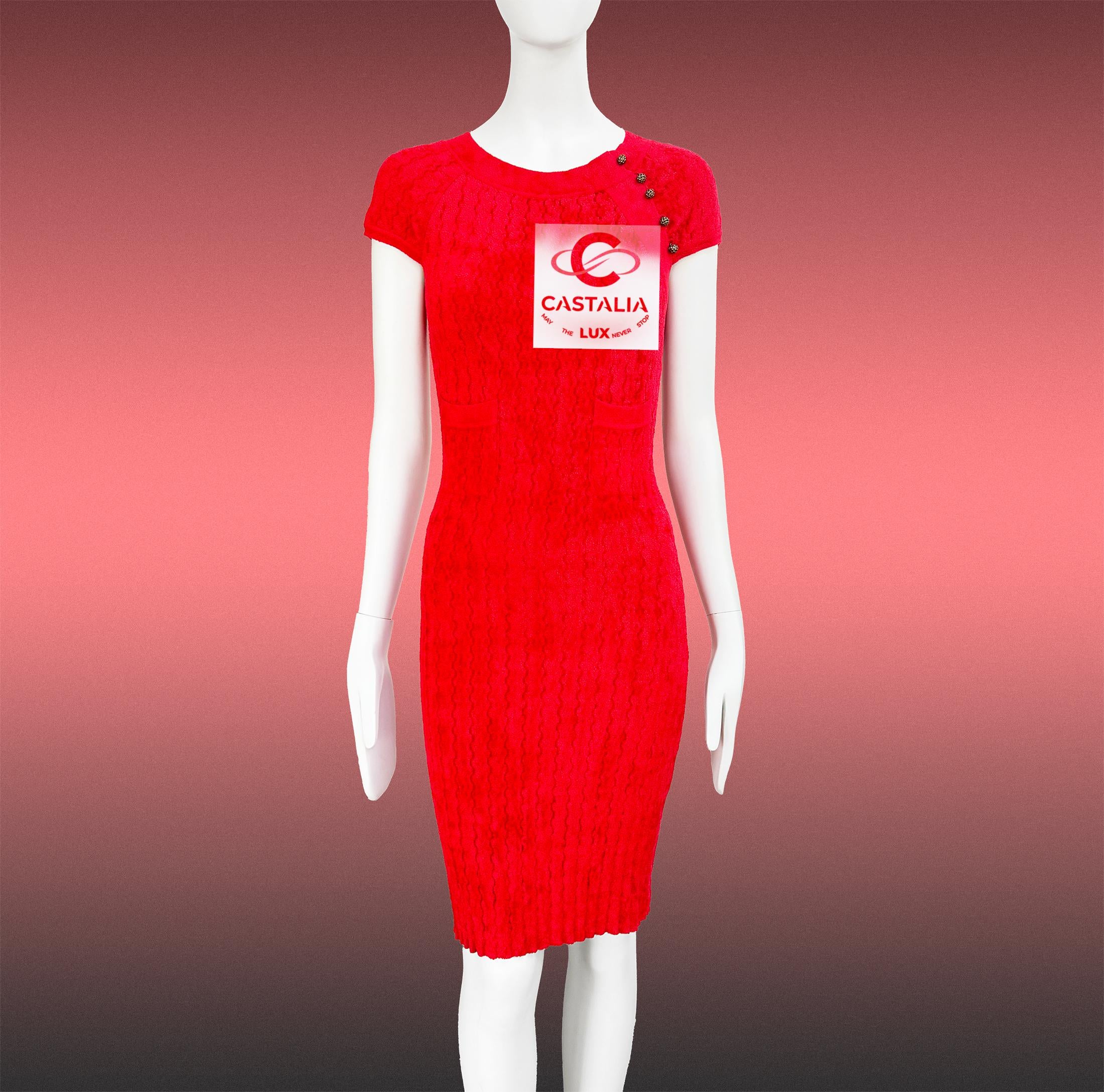 Chanel Paris / Shanghai Eastern Grace Robe rouge 36 FR en vente 1
