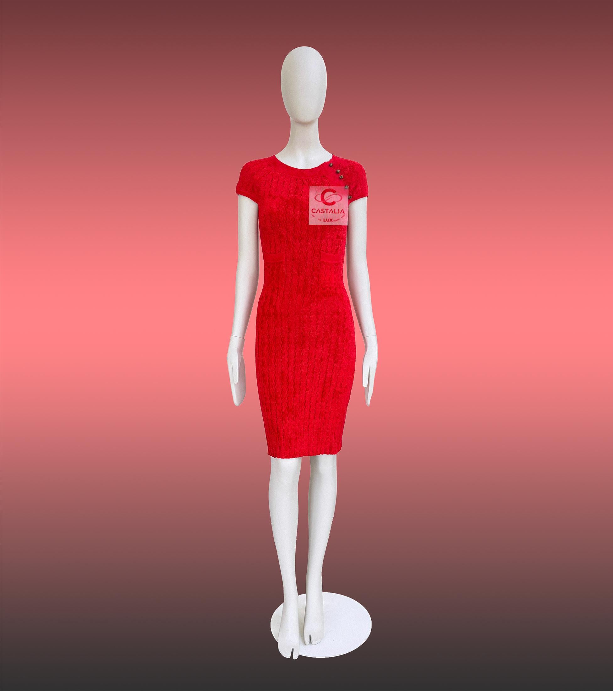 CHANEL Paris / Shanghai Eastern Grace Rotes Kleid 36 FR im Angebot 3