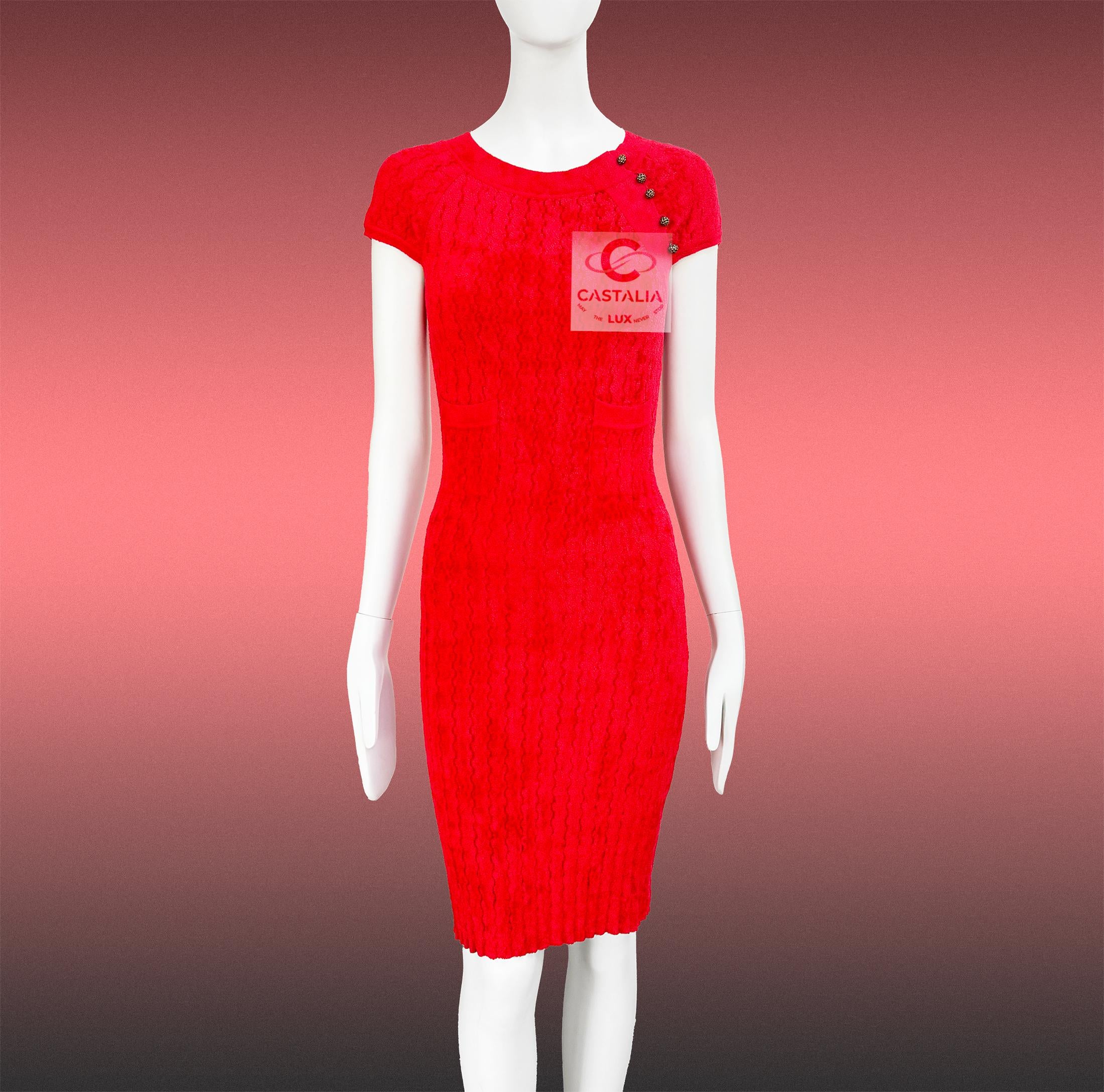 CHANEL Paris / Shanghai Eastern Grace Rotes Kleid 36 FR im Angebot 4
