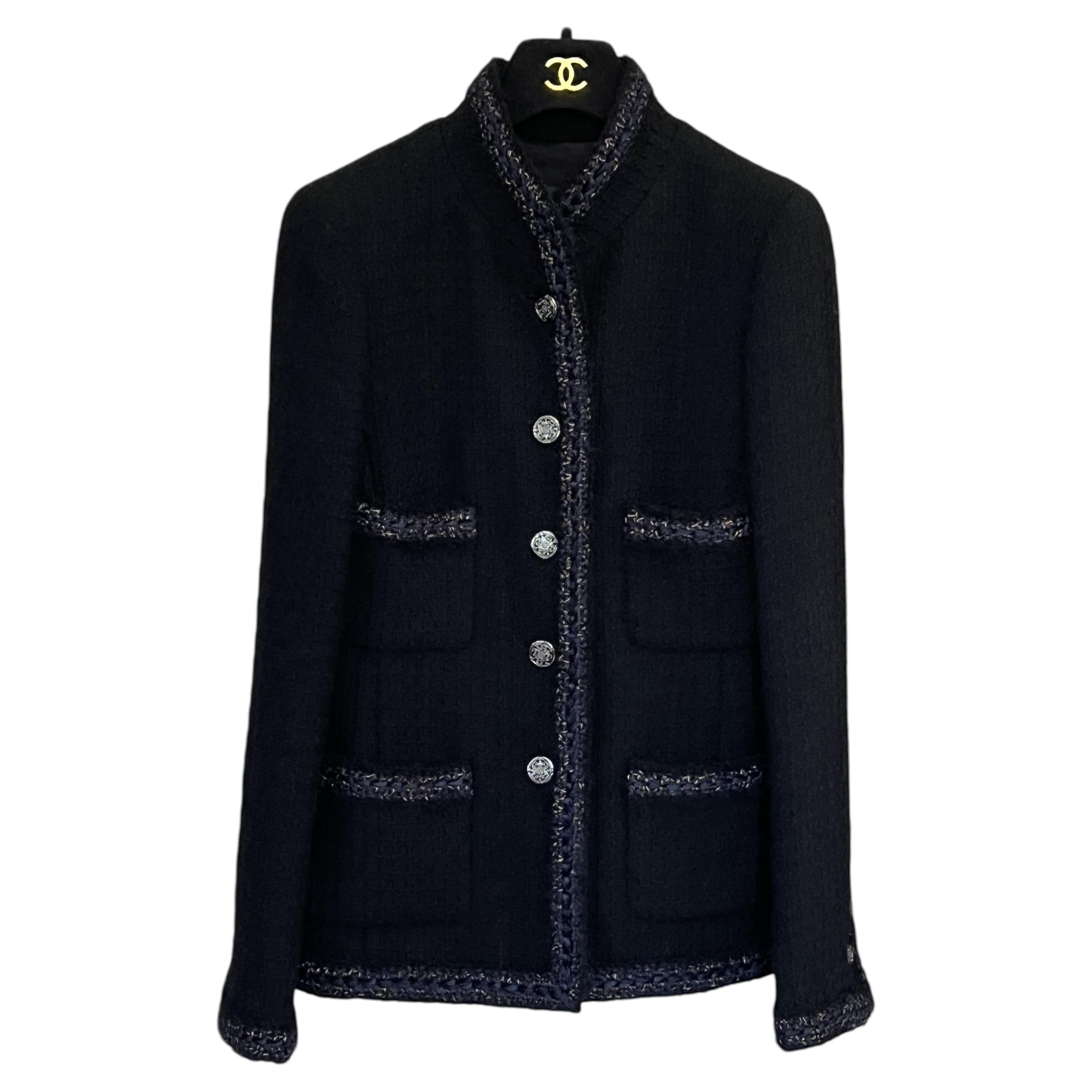 CHANEL Paris / Shanghai Iconic Black Tweed Jacket 40 FR