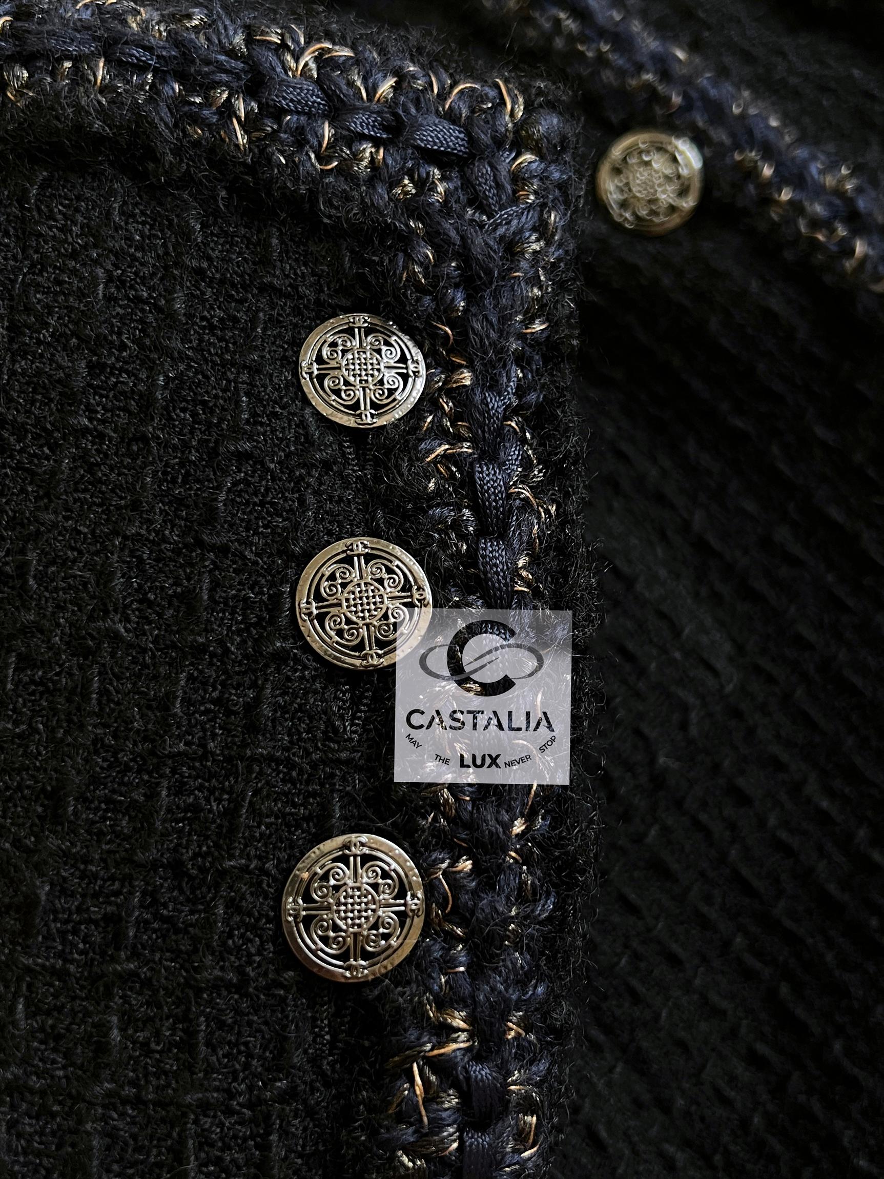 Chanel Paris / Shanghai Iconic Black Tweed Jacket 42 FR 9