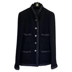 Chanel Paris / Shanghai Iconic Black Tweed Jacket 42 FR