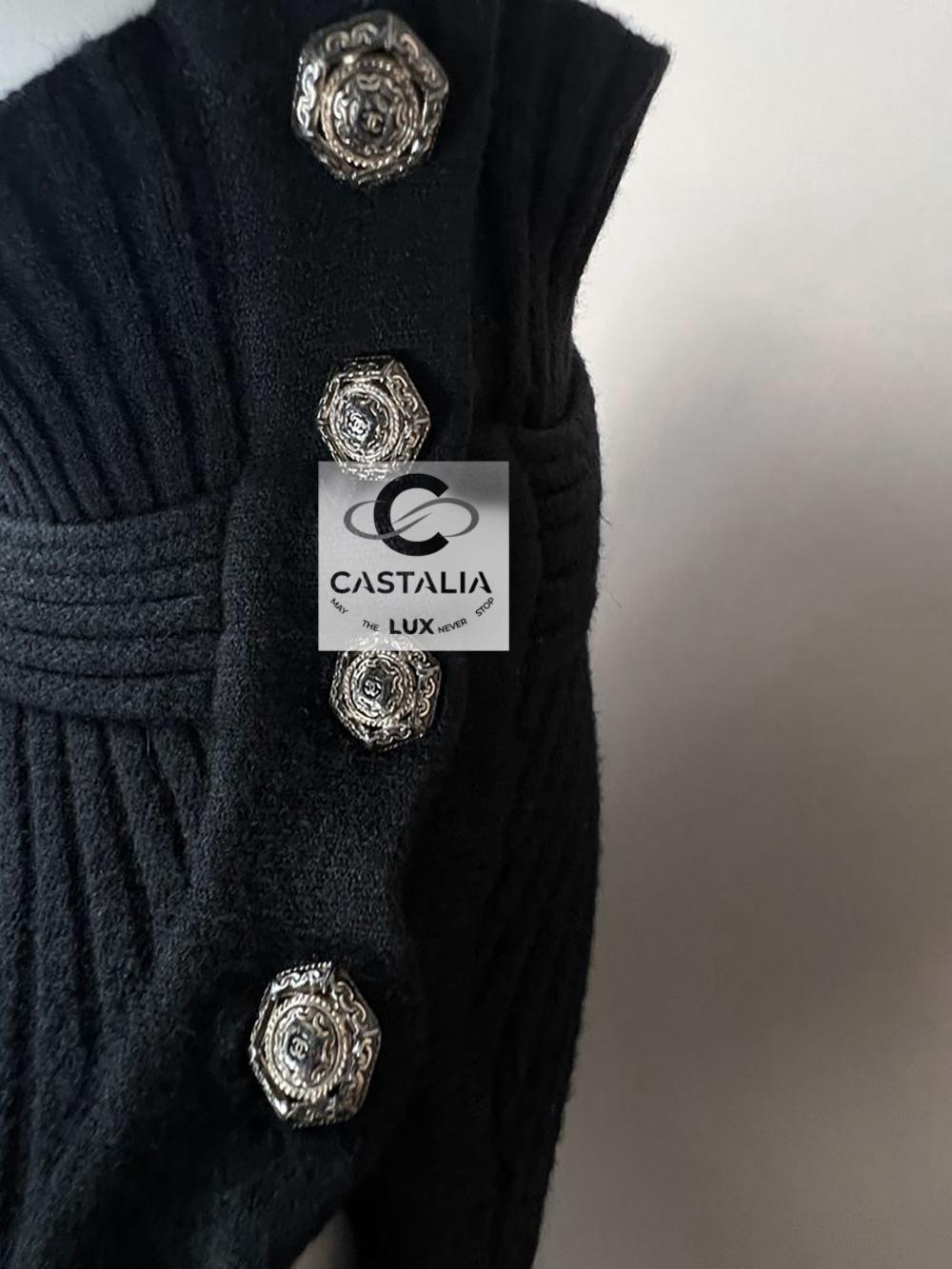 Black Chanel Paris / Shanghai Jewel Embellished Dress 40 FR