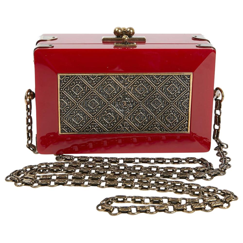 CHANEL Paris-Shanghai Minaudière in Red Resin and Gilt Metal