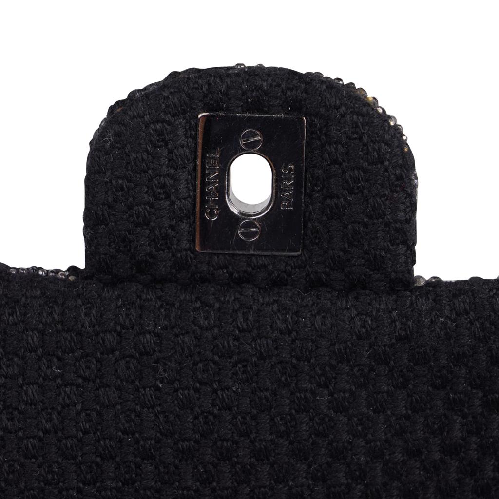 Chanel Paris-Shanghai Pudong Strass Embellished Black Tweed Flap Bag Medium 8
