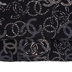 Chanel Paris-Shanghai Pudong Strass Embellished Black Tweed Flap Bag Medium