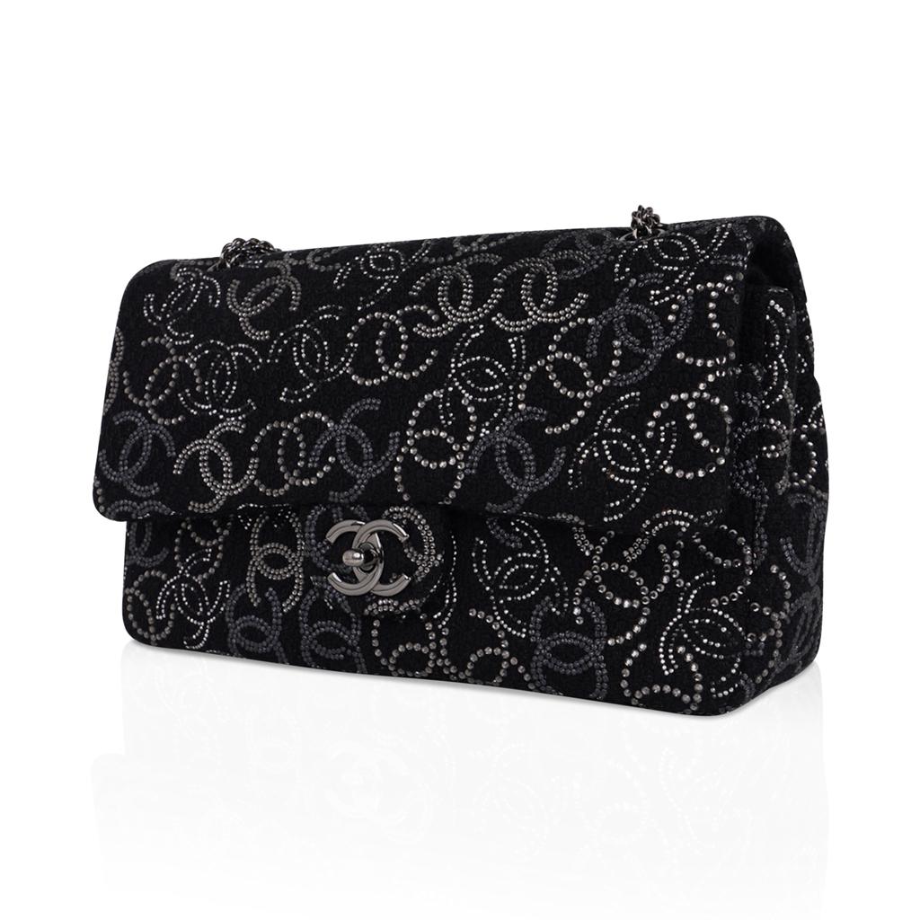 Chanel Paris-Shanghai Pudong Strass Embellished Black Tweed Flap Bag Medium 1