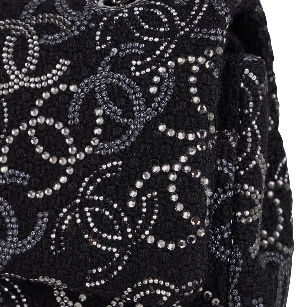 Chanel Paris-Shanghai Pudong Strass Embellished Black Tweed Flap Bag Medium 2