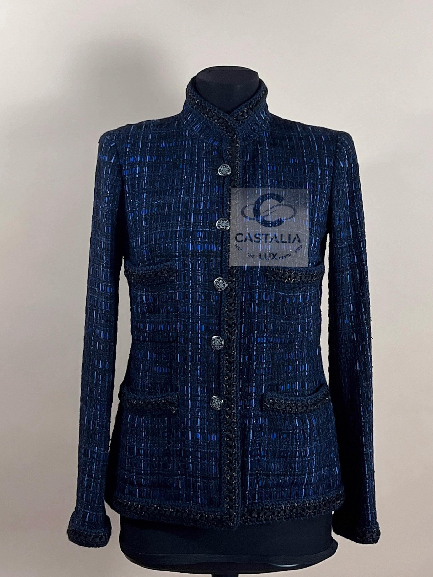 Chanel Paris / Shanghai Ribbon Tweed Jacket 44 FR en vente 7