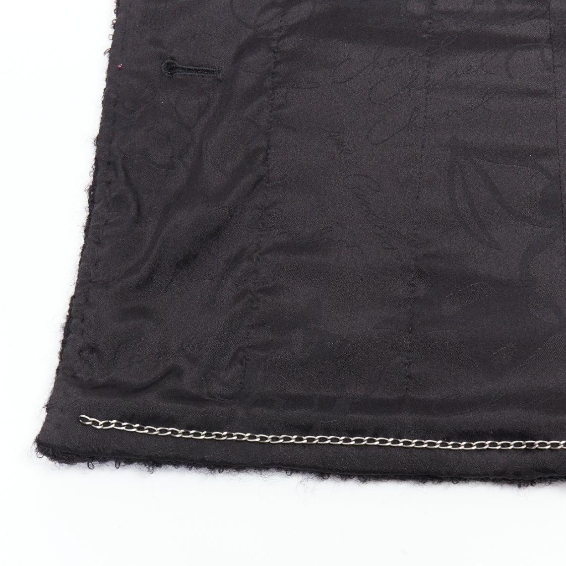 CHANEL Paris Shanghai Runway black lattice tweed crochet trim 4 pocket jacket For Sale 6