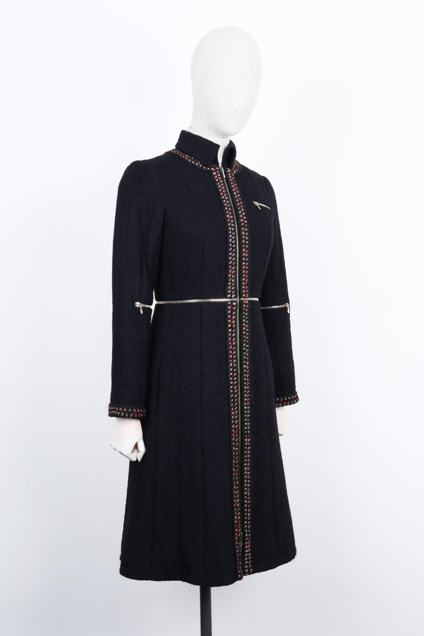 Women's or Men's Chanel Paris / Shanghai Runway Black Tweed Coat 38 FR