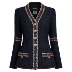 CHANEL Paris / Shanghai Statement Black Tweed Jacket 34 FR