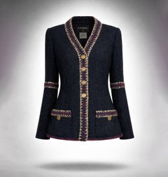 CHANEL Paris / Shanghai Statement Black Tweed Jacket 34 FR