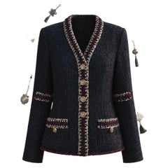CHANEL Paris / Shanghai Statement Black Tweed Jacket 34 FR