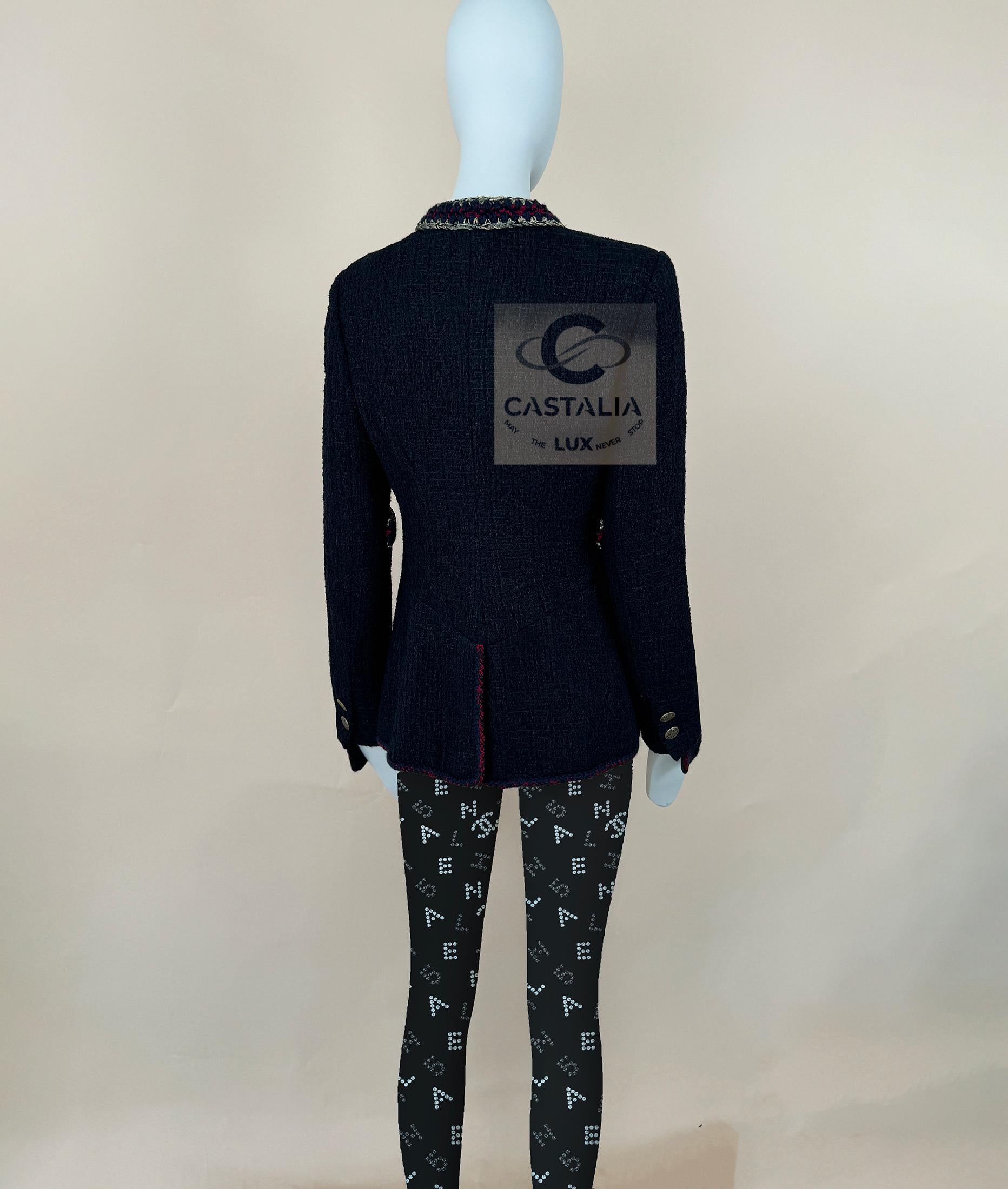 Chanel Paris / Shanghai Statement Giacca in tweed nero 36 FR in vendita 12