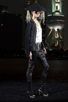 CHANEL Paris / Shanghai Statement Black Tweed Jacket 36 FR
