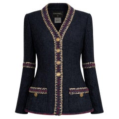 CHANEL Paris / Shanghai Statement Black Tweed Jacket 36 FR