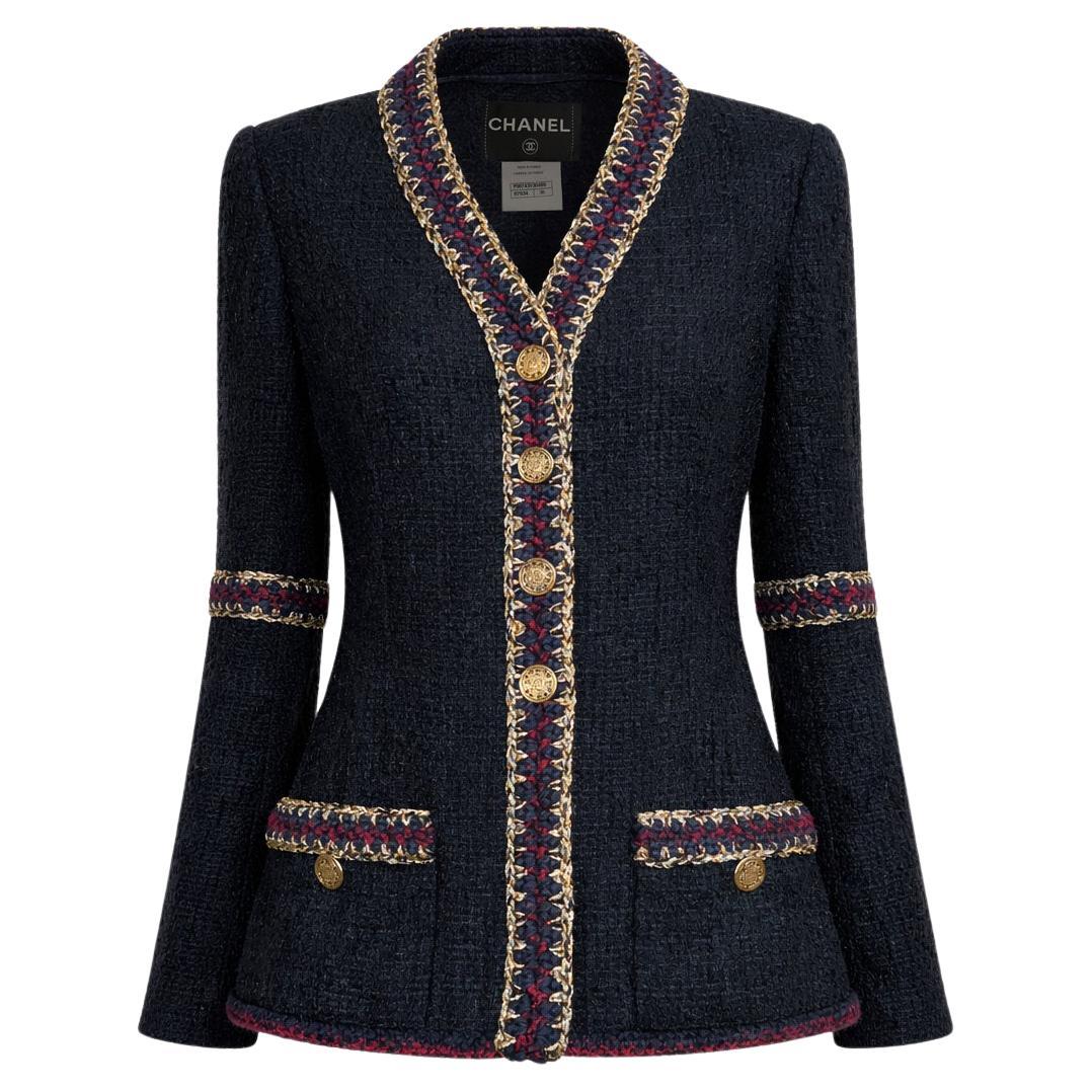 CHANEL Paris / Shanghai Statement Black Tweed Jacket 36 FR