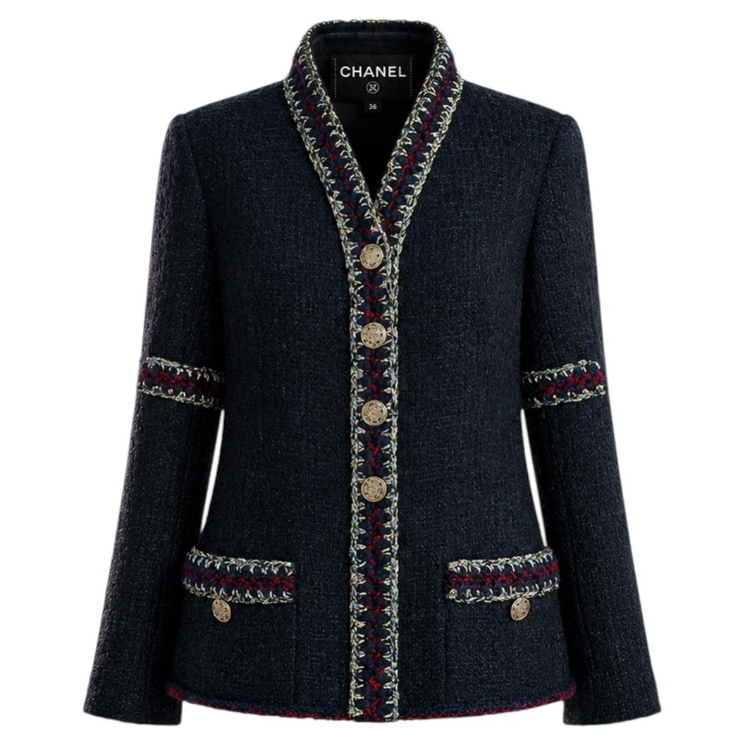 CHANEL Paris / Shanghai Statement Black Tweed Jacket 36 FR