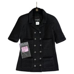 Chanel Paris / Singapore Black Ribbon Tweed Jacket 36 FR