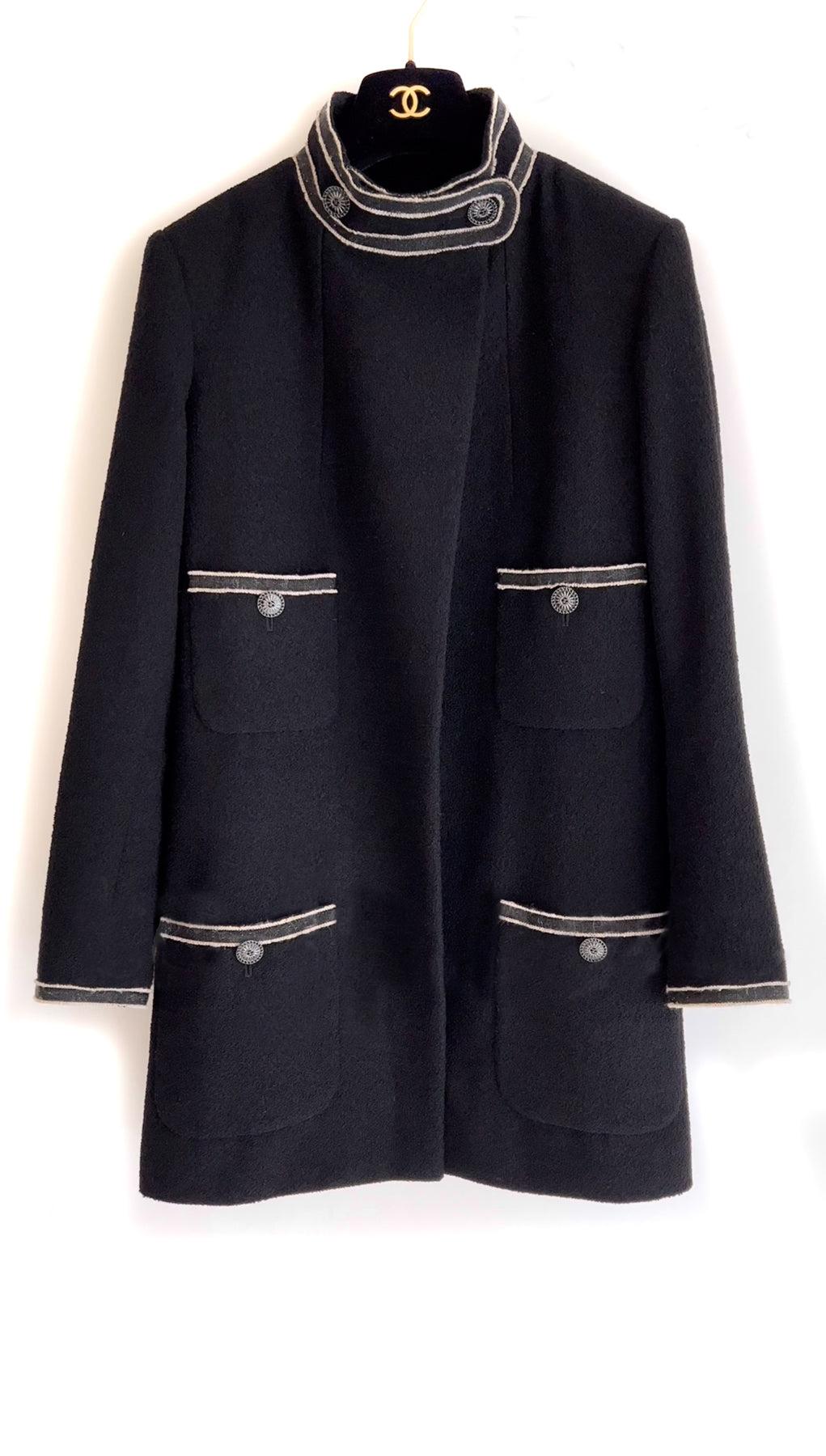 Women's or Men's Chanel Paris / Singapore Black Tweed Coat