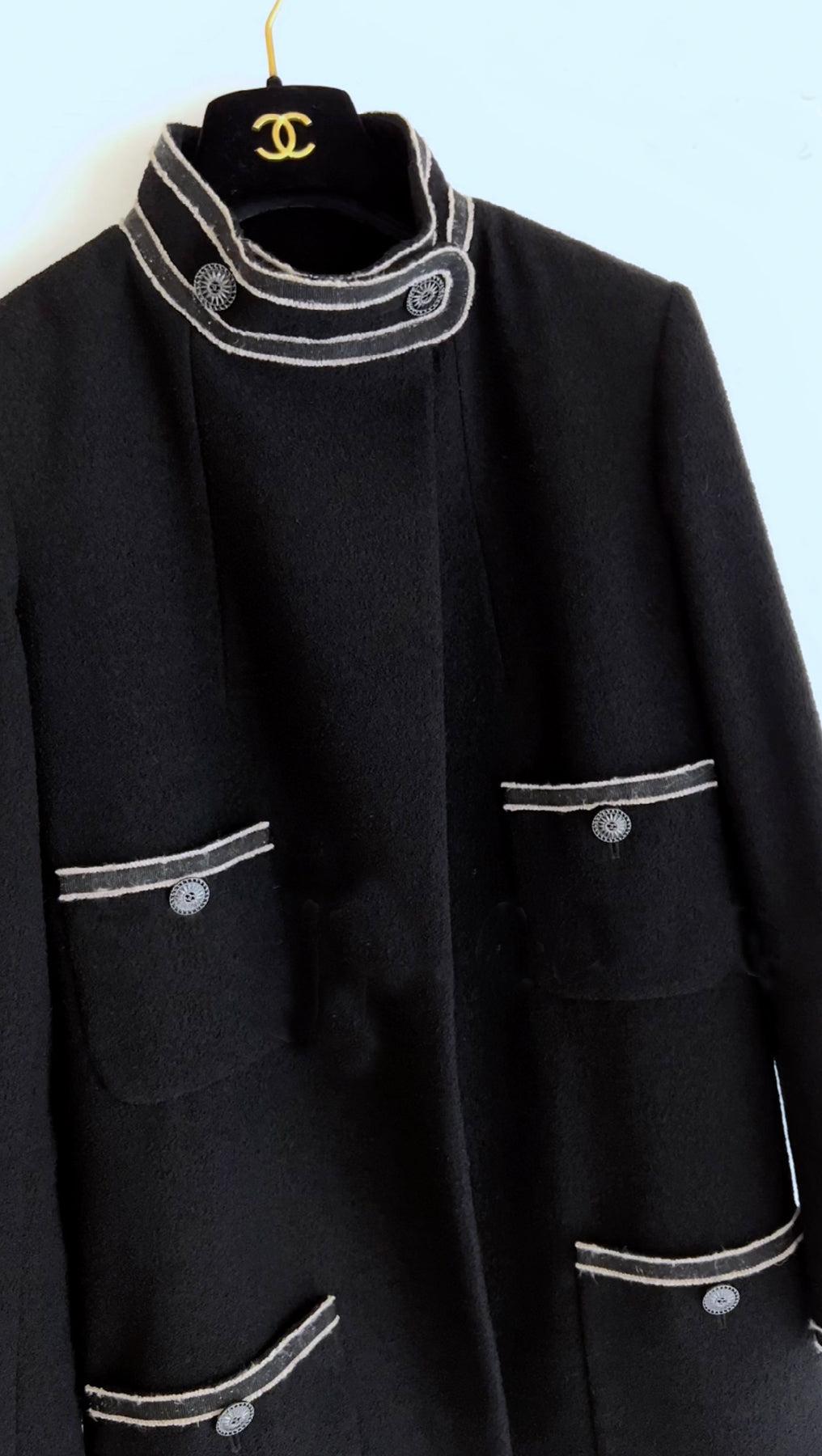 Chanel Paris / Singapore Black Tweed Coat 1